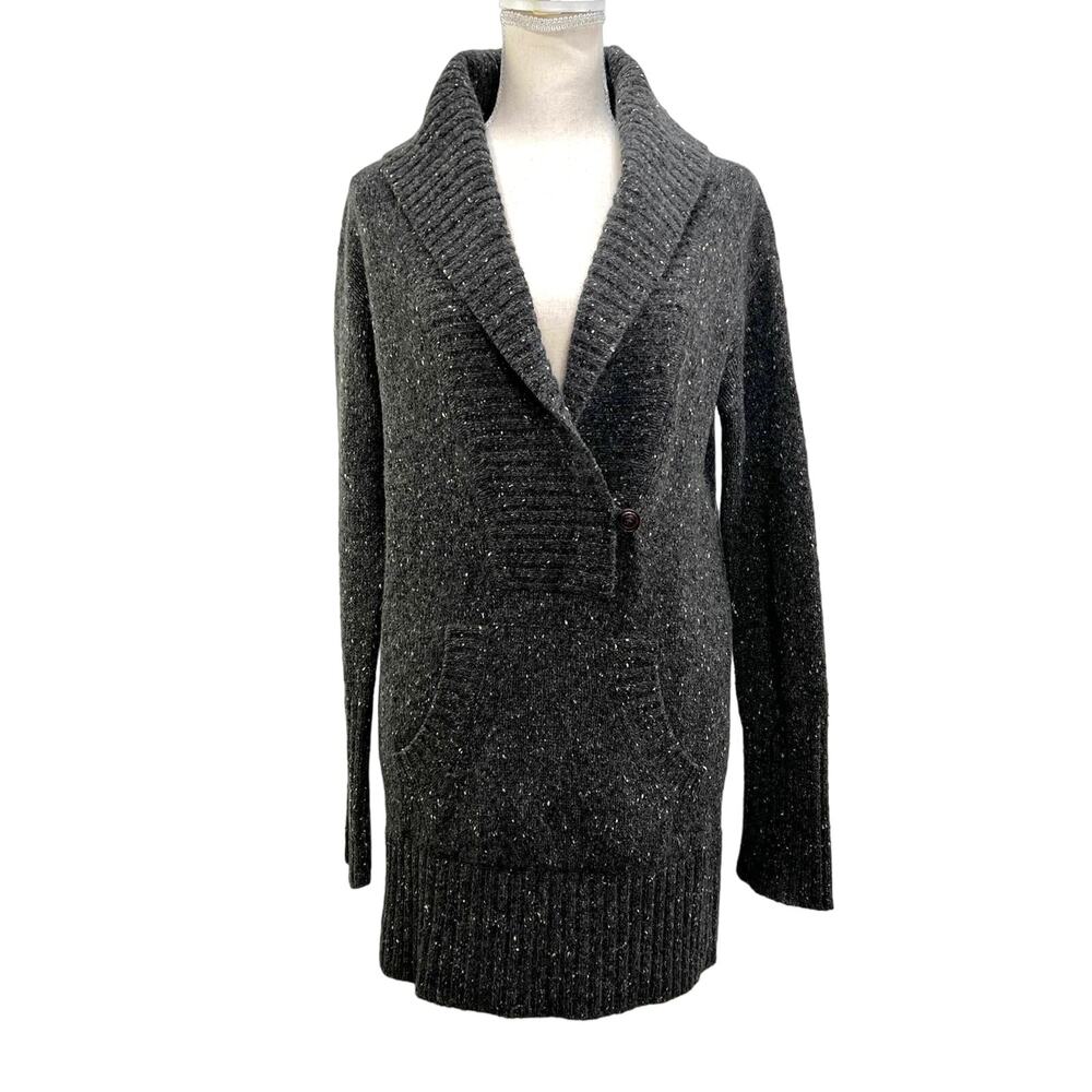 Vince Cashmere Knit Shawl Collar Tunic Sweater Gray
